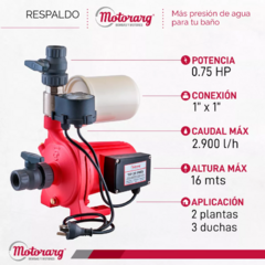 Bomba Agua Presurizadora Motorarg - Tip Pres 20 0.75 Hp (Hogar) - comprar online