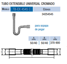 TUBO EXTENSIBLE CROMADO UNIVERSAL (Hogar) - comprar online