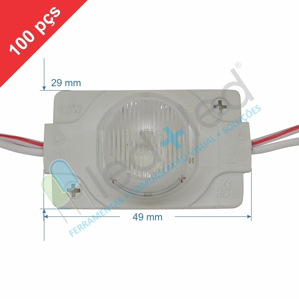 100 Super LED Lateral 3030 com Lente 55° cor Branco Frio