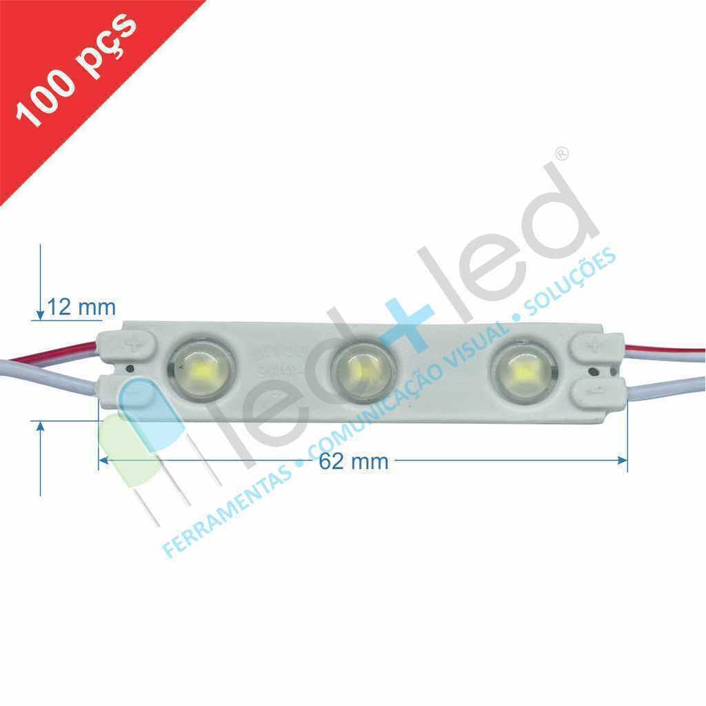 100 Módulo LED Slim com Lente 160° cor Branco Puro 10000k