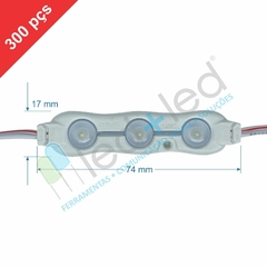 300 Módulos Coreano 3 LED com Lente 160° cor Branco Frio