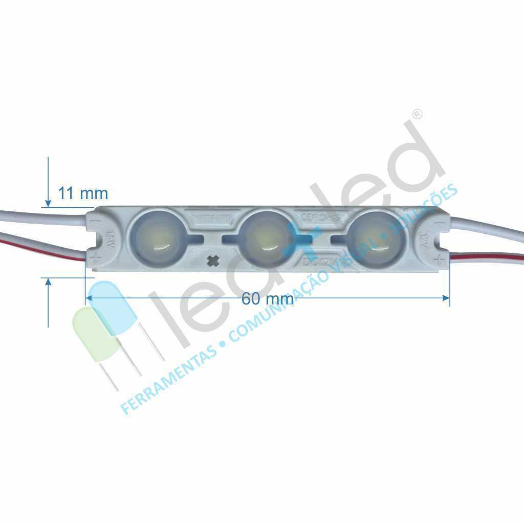 20 Módulo LED Flat com Lente 160° cor Branco Frio