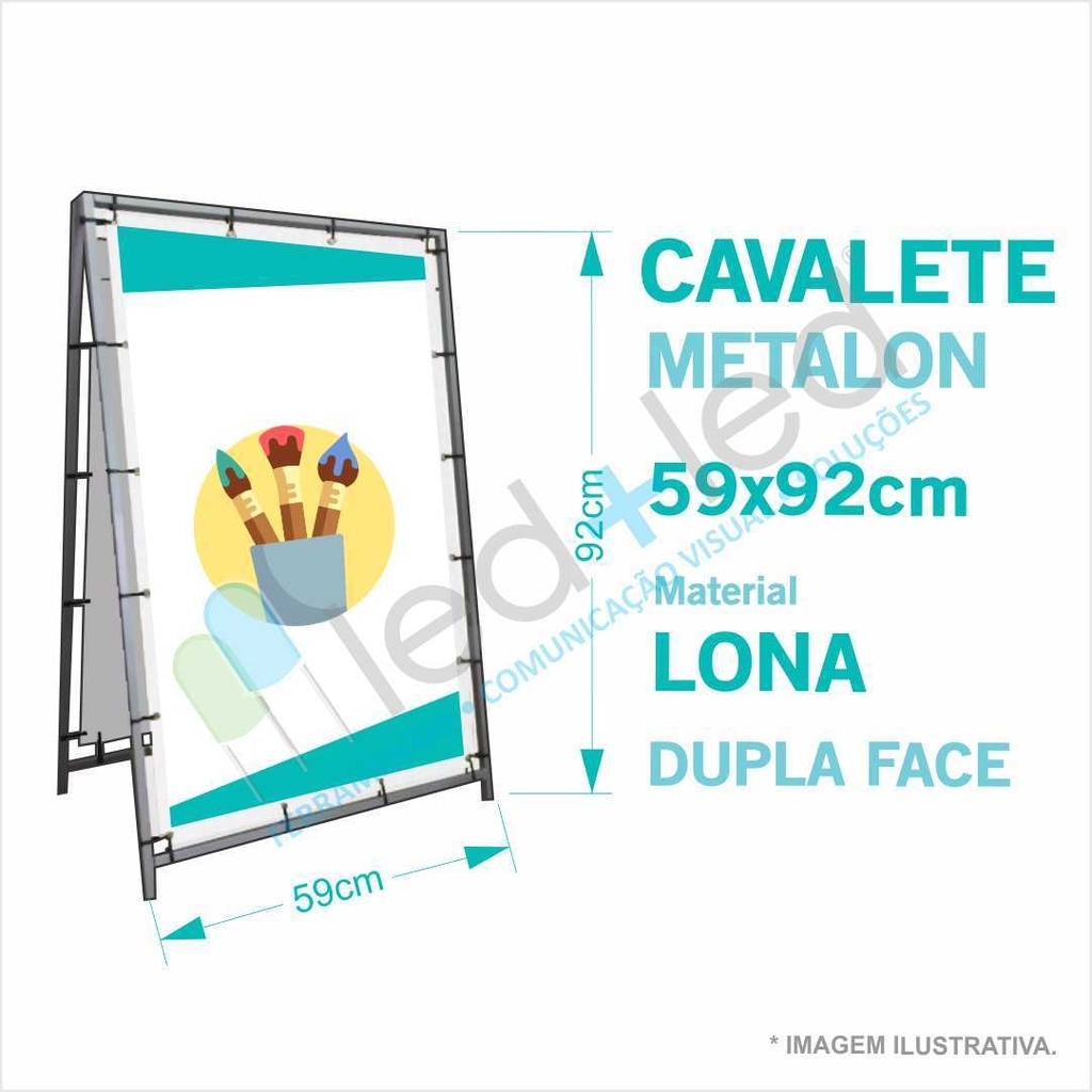 Cavalete 59x92cm Metalon e Lona 2 Faces