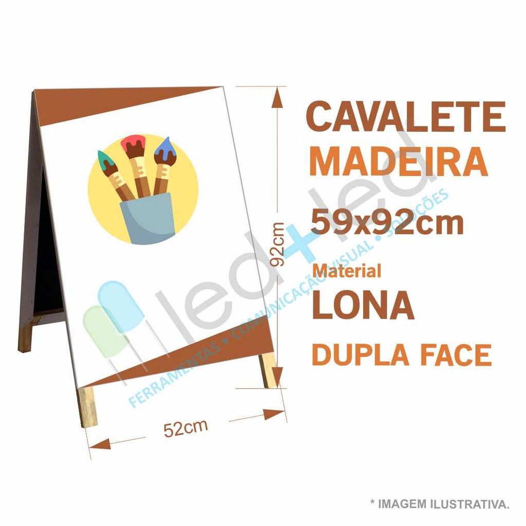 Cavalete 59x92cm Madeira e Lona 2 Faces