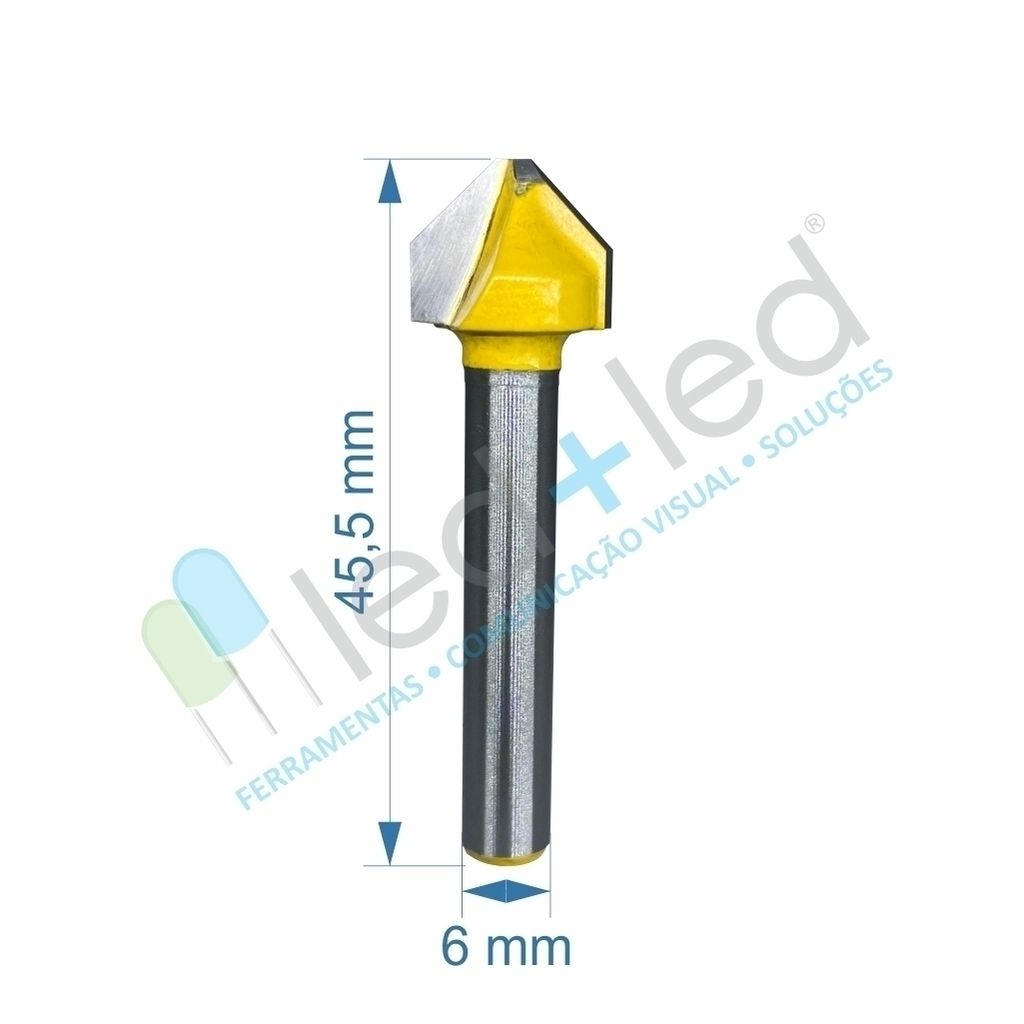 Fresa para ACM 90º Tupia ou Router haste 6mm