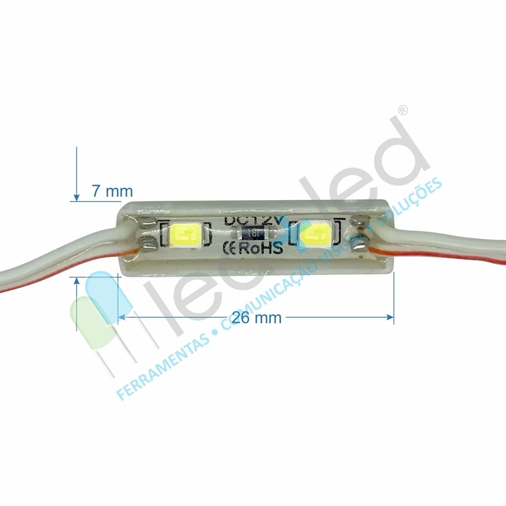 20 Mini Módulo LED 26x7mm Branco Frio