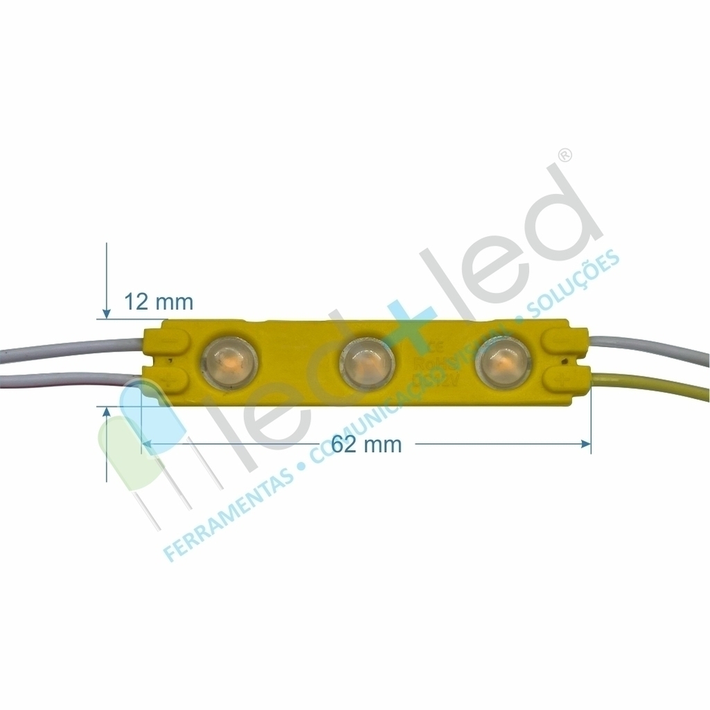 20 Módulo LED Slim com Lente 160° cor Amarelo (âmbar)