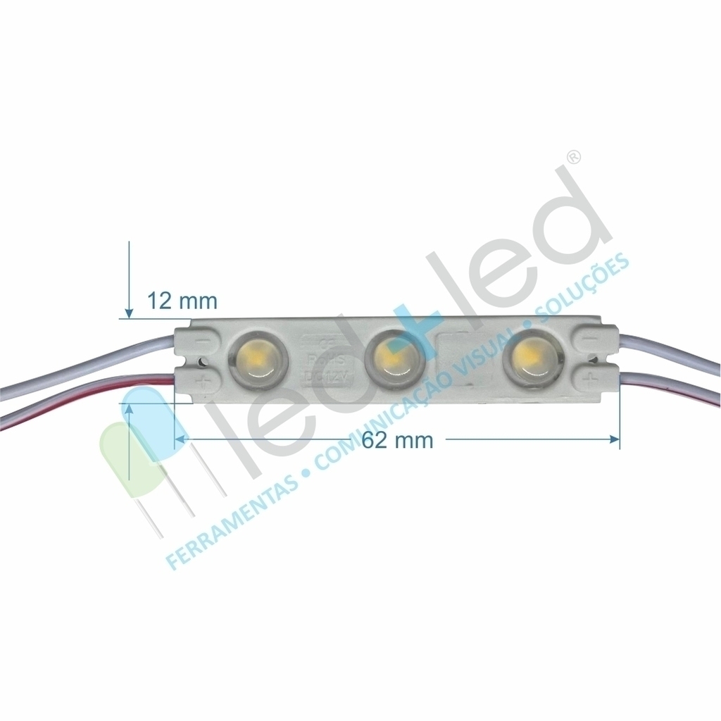 20 Módulo LED Slim com Lente 160° cor Branco Quente