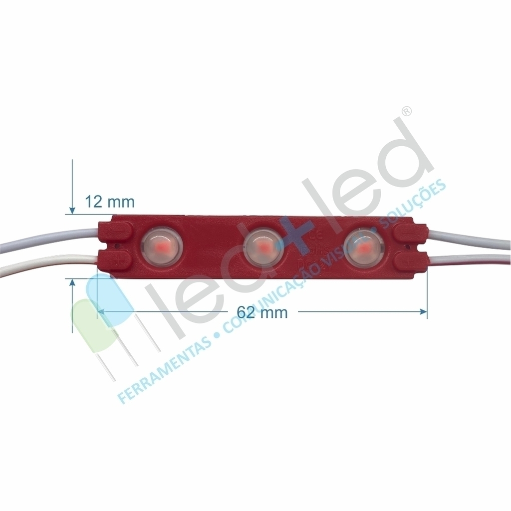 20 Módulo LED Slim com Lente 160° cor Vermelho