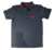 3039-15 - Camisa Polo Masc MM Logo Frente Escudo Costas Cinza Chumbo Mescla