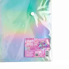 Pasta Plástica Envelope - Pink Vibes Holografia - Leo & Leo - Criar - Papelaria e Scrapbook