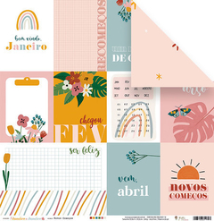 Folha para Scrapbook - Juju Scrapbook - Coleção Janeiro a Janeiro - Novos Começos - 8D1B49