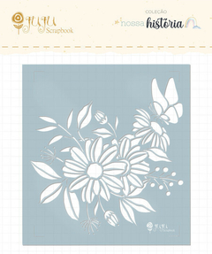Stencil Arranjo Floral - Coleção Nossa História - JuJu Scrapbook - 901CC7