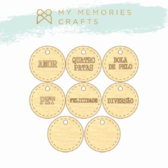 Tags de Madeira com 8 unidades de Círculos - My Memories Crafts - Coleção Meus Pets - MMCMP2-10