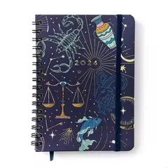 Agenda Planner Wire-O Semanal A5 2024 - Cartas do Zodiaco Azul - Cicero