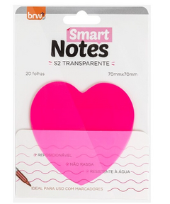 Bloco Smart Notes - Transparente Coração Rosa - BRW - BA7681