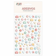 Cartela de Adesivos Puffy - Modelo Decorativos - Juju Scrapbook