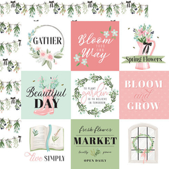 Folha para Scrapbook - Carta Bella - Coleção Flower Garden - 4X4 Journaling Cards - CBGA130006