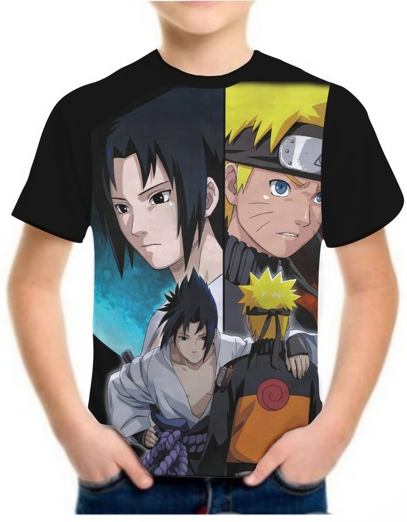 Camiseta Infantil Mangá Naruto Sasuke Uchiha pequeno