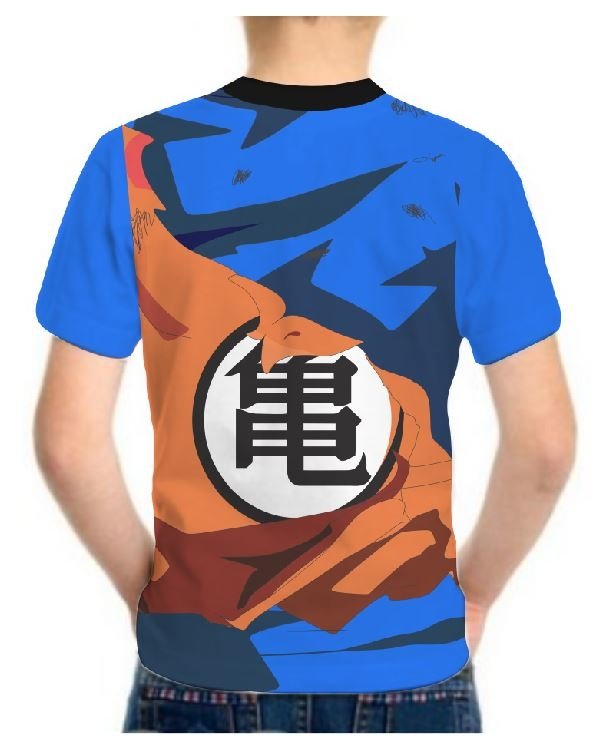Camiseta Estampada Goku Criança Camisa Masculina Azul Tamanho:P