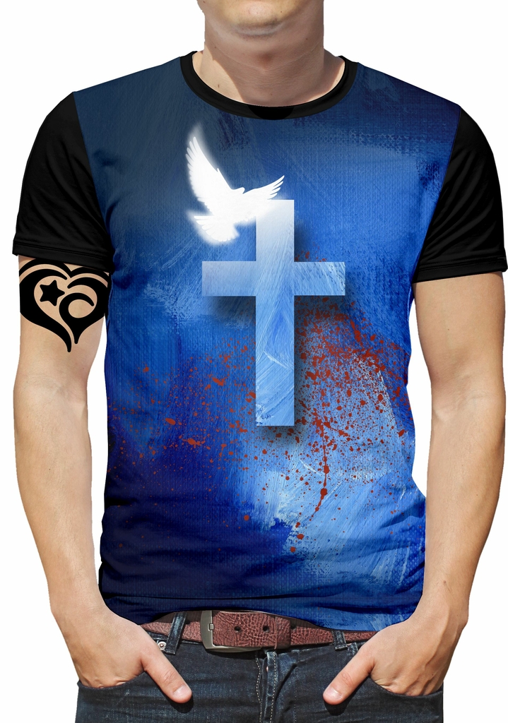 Camiseta de Jesus Gospel Criativa Masculina Blusa Cruz