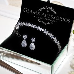 Tiara flores de Zirconia para noiva