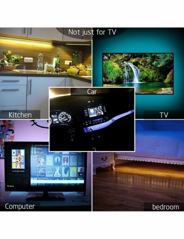 Tira luz Led RGB Usb de 2 mts para TV/PC con control remoto
