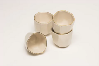 Vaso Ártico, Natural con Oro, Set x4