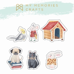 Kit de Acrílicos Estampados com 6 elementos - My Memories Crafts - Coleção Meus Pets - MMCMP2-11