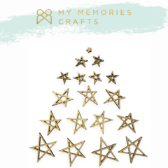 Kit de Estrelas Adesivadas - My Memories Crafts - Coleção My Memories From Christmas - 14 peças - MMCMMC2-12