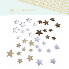 Kit de Estrelas Adesivadas - My Memories Crafts - Coleção My Star - 36 peças - MMCMS 09