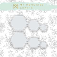 Kit de Acrílicos Transparentes Adesivados Hexagonais - My Memories - Coleção Minha Vida - MMCMV-20