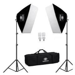 Kit Greika Agata II Luz Continua 150W + 2 Softbox 50x70cm +Grid + Tripés