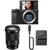Camera Sony A6600 Mirrorless + Carregador Sony BC-QZ1 + Lente Sony E PZ 18-105mm f/4 G OSS