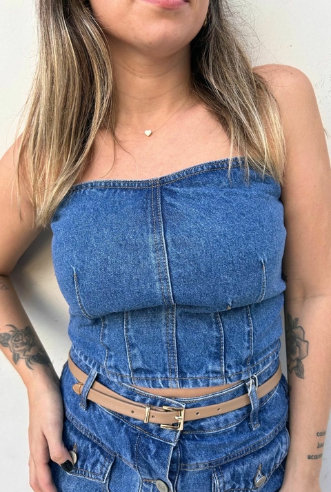 Top Jeans Corset Marmorizado - Toli