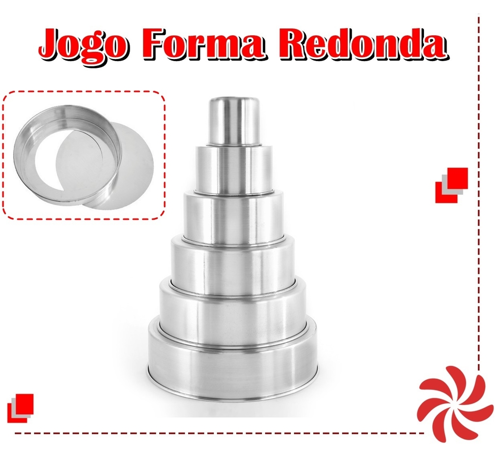 JOGO DE FORMA REDONDA C/6 F. FALSO - 10CM DE ALTURA - x10 x15 x20 x25 x30 x35