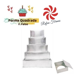 JOGO DE FORMA QUADRADA FUNDO FALSO C/5 - 10 CM DE ALTURA - 15x15 20x20 25x25 30x30 35x35