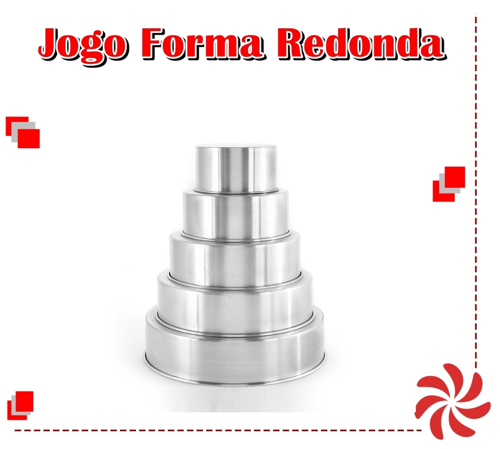 JOGO DE FORMA REDONDA C/5 - 8CM DE ALTURA - x15 x20 x25 x30 x35