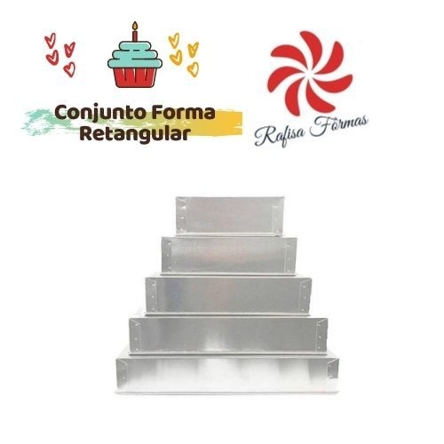 JOGO DE FORMA RETANGULAR C/5 - 8CM ALTURA - 20x15 25x17 30x22 36x26 40x30