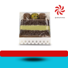 EMBALAGEM SLICE CAKE BOLO FATIA - BRANCO FLOR FIORI C/5UN