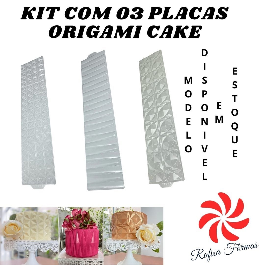 KIT COM 03 PLACAS ORIGAMI CAKE