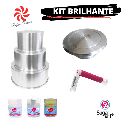 KIT BRILHANTE:FORMA REDONDA C/3+BAILARINA+3 PÓ SUGARART+PULVERIZADOR - (KIT-009)