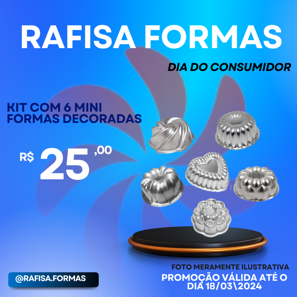 DIA DO CONSUMIDOR: KIT C/6 MINI FORMAS DECORADAS