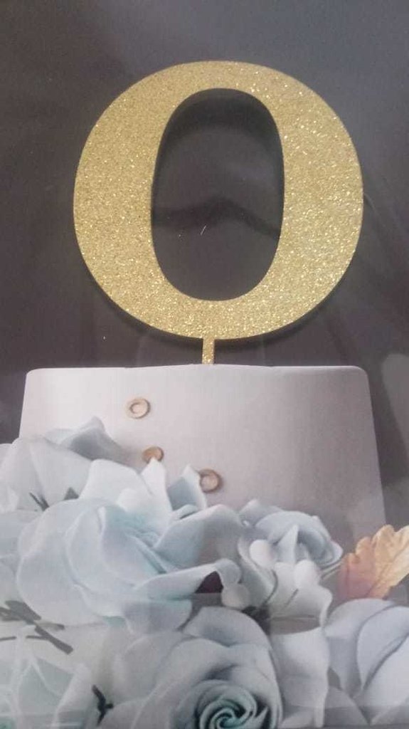 TOPO DE BOLO NUMEROS MDF GLITTER DOURADO