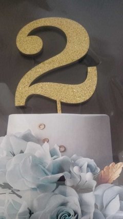 TOPO DE BOLO NUMEROS MDF GLITTER DOURADO na internet