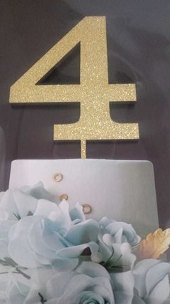 TOPO DE BOLO NUMEROS MDF GLITTER DOURADO - loja online