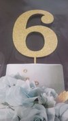 TOPO DE BOLO NUMEROS MDF GLITTER DOURADO