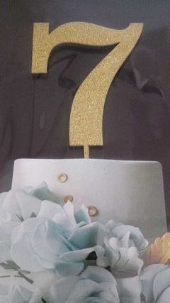 TOPO DE BOLO NUMEROS MDF GLITTER DOURADO - comprar online