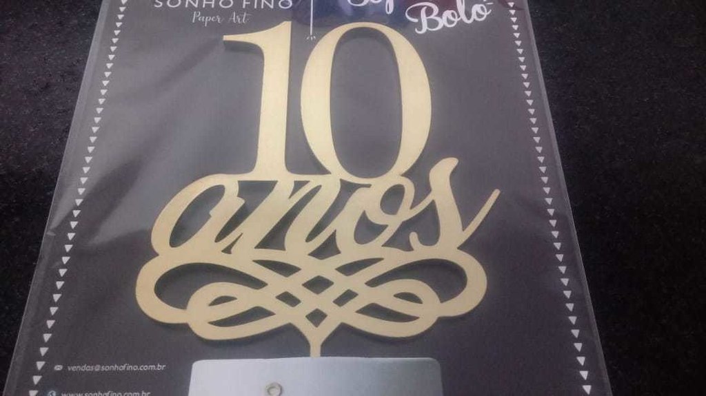 TOPO DE BOLO MDF IDADES METALIZADO DOURADO