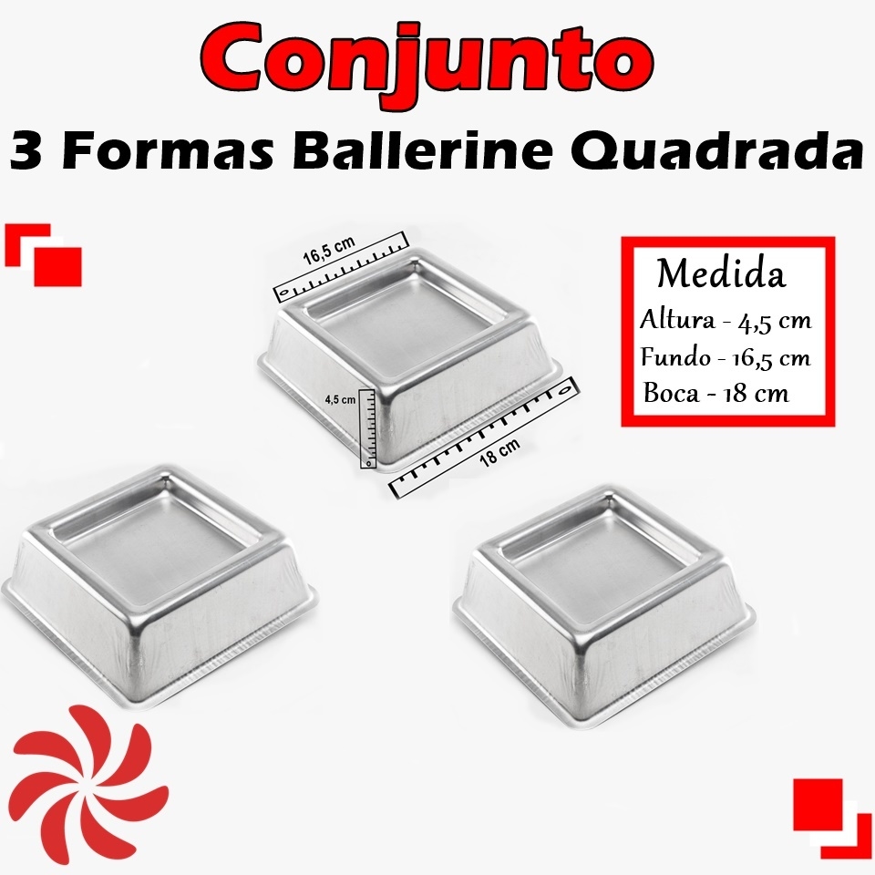 CONJUNTO DE FORMA BALLERINE PARA BOLO PISCINA QUADRADA - 18X4.5
